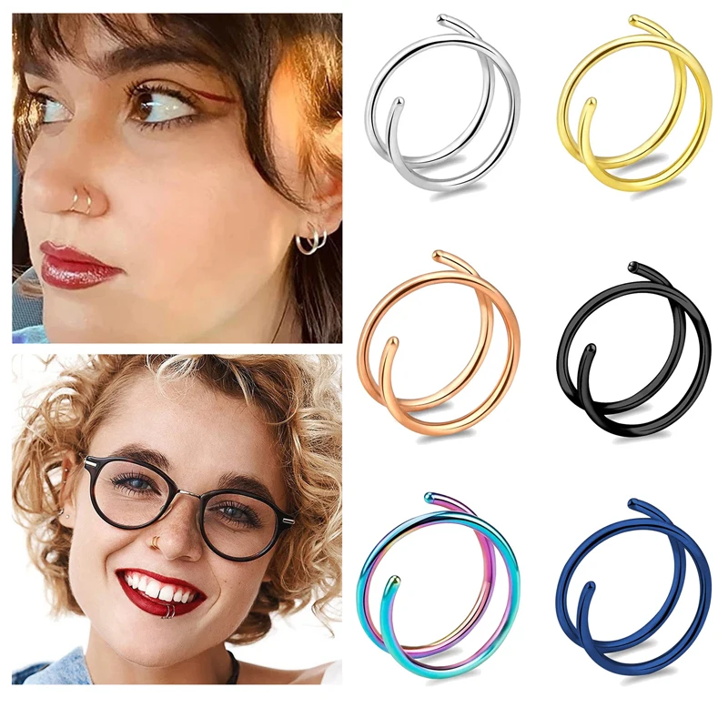 Body Jewelry Surgical Steel - 6pcs/lot 20G Stainless Steel Nose Ring