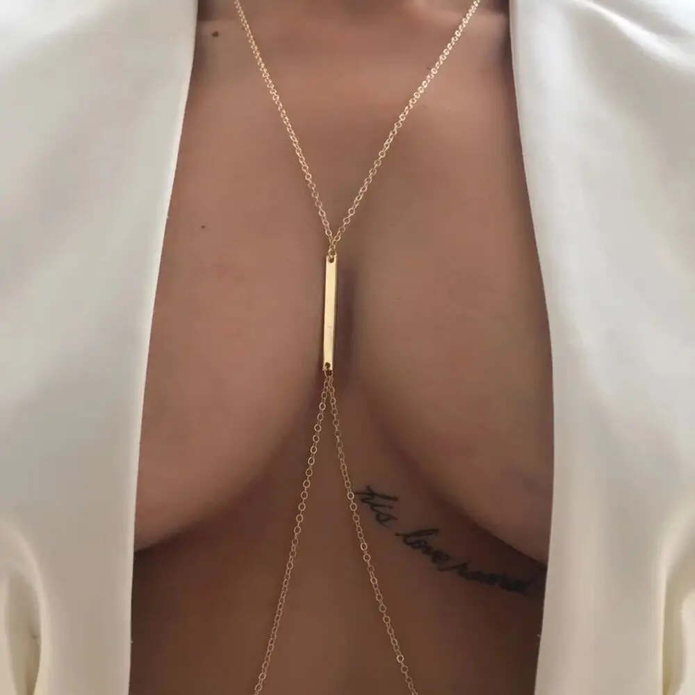 Body Jewelry Retainers - Sexy Metal Chest Chain Harness Bikinis