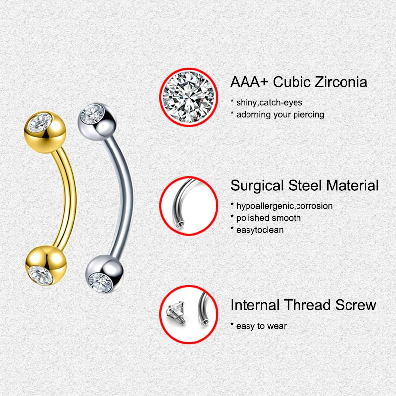 2PCS Body Jewelry 16G Daith Ea - Body Jewelry Surgical Steel review and price