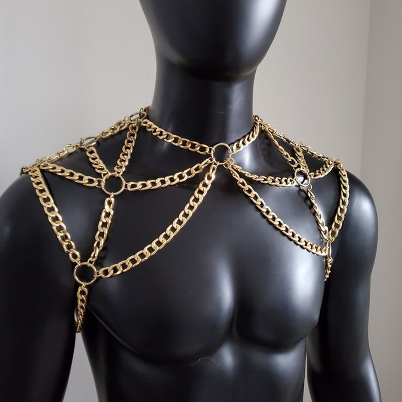Punk Men Shoulder Body Chain B - Body Jewelry Necklace review and price