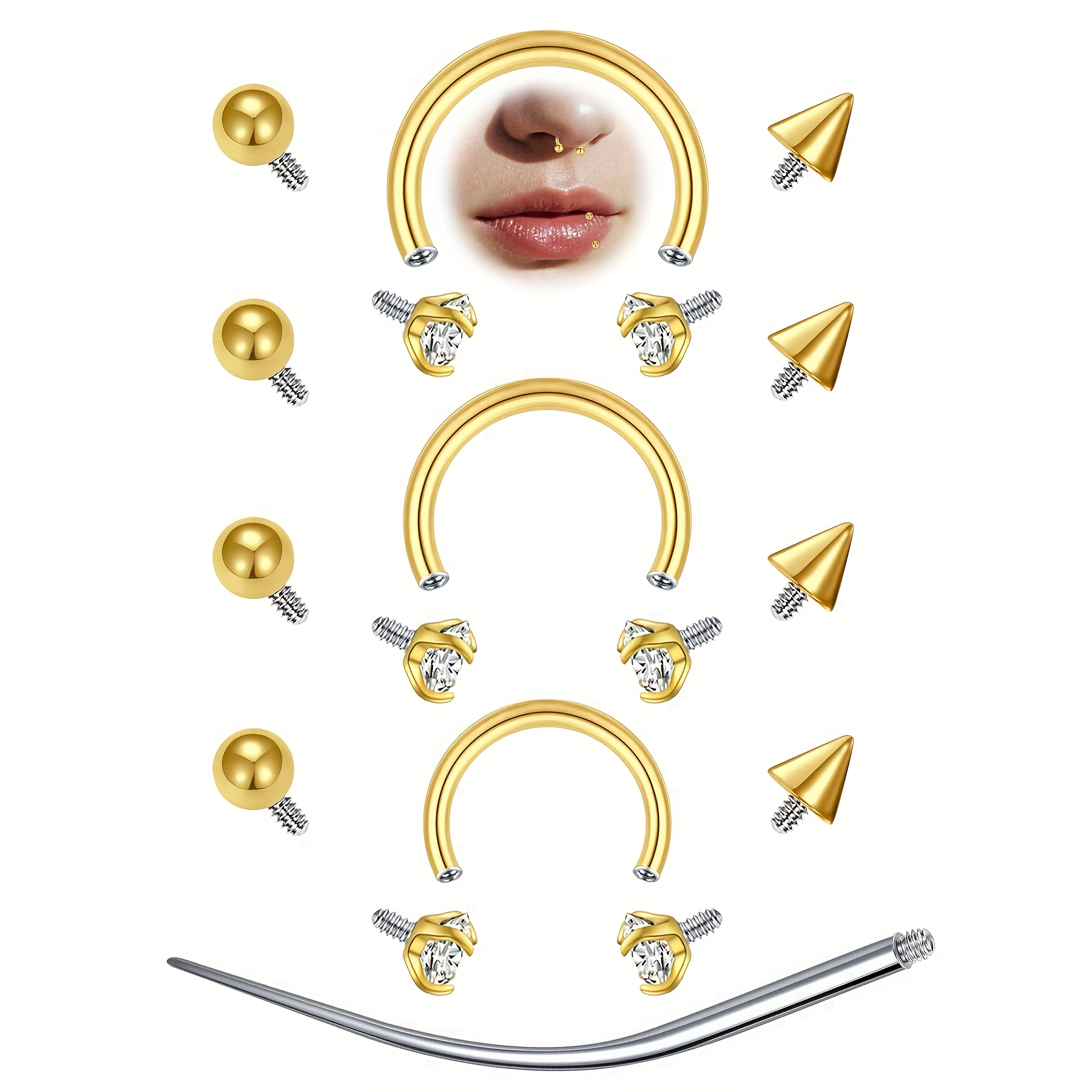 12pcs 16G Horseshoe Septum Rin - Body Jewelry Replacement Ball review and price